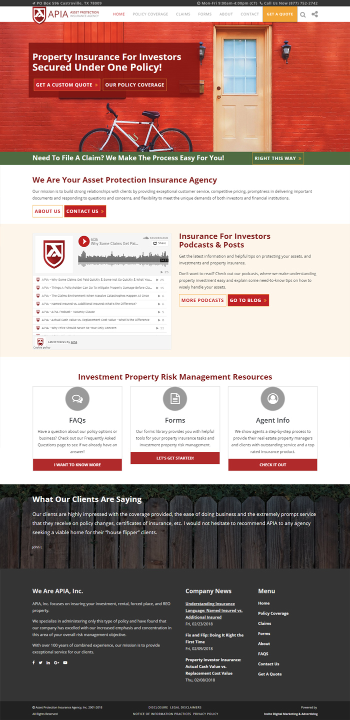 Asset Protection Insurance Agency Website Design